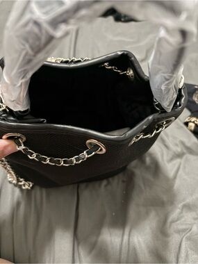 Designer Style Black Canvas Bucket Bag